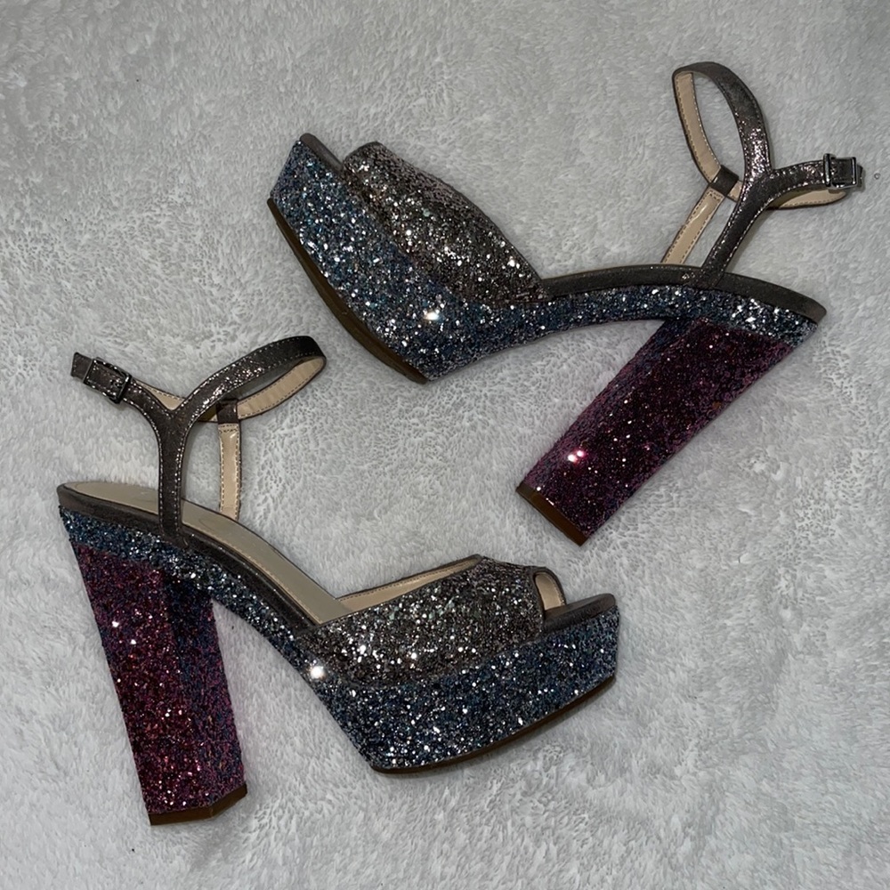 Jessica Simpson Multi Color Glitter Platform Heels